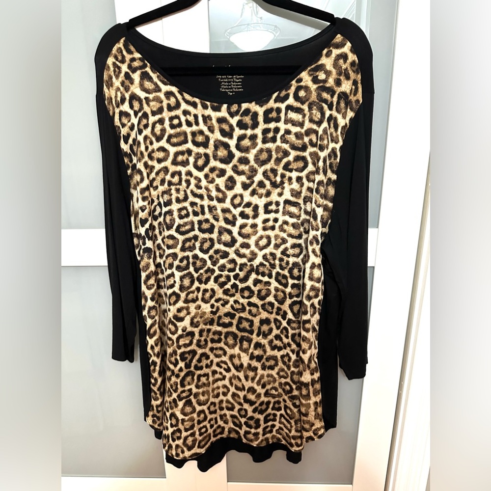 Chicos mixed media animal print top